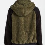 Revolve NWT Plush x Olive Green Teddy Sherpa Zip Up Jacket with Hood Size Medium Photo 1