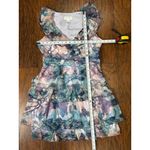 Connected Apparel Jessica Simpson Womens Sleeveless Tired Ruffle Party Dres Sz 8 Blue Pink Green Photo 3