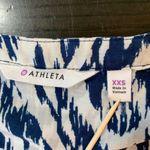 Athleta  Ikat Print Tunic Top Women XXS Blue White Cotton Silk Shirt Dress Preppy Photo 3