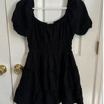 Altar'd State  Women's Medium Black Puffer Sleeve Linen‎ Mini Dress Photo 0