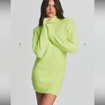 SER.O.YA Lime Green Sweater Dress Large Mock Neck Textured Women’s Yellow Photo 1