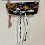 Xhilaration Women’s Embroidered Bandeau Tie Back Print Bikini Top Black NWT Photo 6