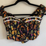 Urban Outfitters Outfitters UO Black Fruit Vegetable Selena Printed Corset Top Shirt Small Photo 0