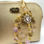 Handmade 💐Luxury Bag/Phone Chain Charm/Keychain Orange FLOWER BASKET Bling Crystal Beads Photo 4