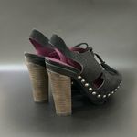 Coach  Poppy Rena Black Suede Slingback Wooden Heels Platform Sandals Size 5.5M Photo 5