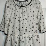 Kensie Women's Black And White Short Sleeve Owl Blouse, Polyester, Super Cute, S Photo 0