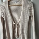 Chelsea & Theodore Long Sleeve Pointelle Knit Tie Front Sweater Size Small Photo 2