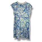 Lilly Pulitzer  Tunic Dress Blue White Abstract Print V Neck Cap Sleeve Medium Photo 3