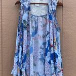 LOGO By Lori Goldstein LOGO Lori Goldstein Womens Vest Blue Floral Mixed Media Flowy Spring Size Large Photo 0