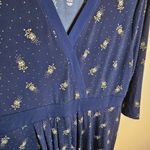 Croft & Barrow  XXL Yellow And Navy Blue Floral Three Quarter Sleeve Wrap Dress Photo 5