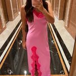 SKIMS  Pink Lace Slip Dress Photo 1