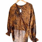 ALLSAINTS NWT Penny Grizedale Cat Print Silk Blouse Copper Black Size 0 | XS NEW Photo 5
