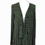 Pink Rose Knit Cardigan Sweater Olive White Stripe Flyaway Women's Size Medium Photo 0