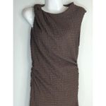 ZARA  Expresso Brown Textured Knot Ruched Side Maxi Dress LARGE Modest Preppy Photo 2