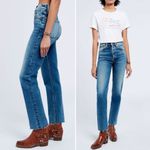 RE/DONE  70s High Rise Stove Pipe Jeans Broken In Dark Wash Size 24 Straight Leg Photo 5