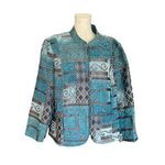 Dress Barn  Blue & Black Textured Jacket Size 3XL Tribal Print Blazer Photo 0