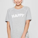 Grayson Threads  Happy Fuzzy textured Short‎ Sleeve Sweatshirt grey size small Photo 0