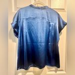 Nicole Miller  dark blue silky top - size large Photo 3