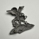 AJC Cherub Angel Watering Flower Plant In Garden Pewter Tone Brooch Pin Signed Silver Photo 5