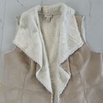 Chico's Womens Vest Jacket 3/Large Shearling Sherpa Faux Suede Open Front Vegan Photo 1