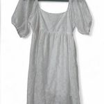 Altar'd State  White Floral Jacquard Puff-Sleeve Babydoll Dress • Size S Photo 0