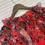 IRO $565 NWT  Paris Cover Up Dress Size 34 Ruffle Red Floral Long Sleeves Photo 8