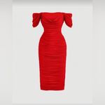SheIn Elegant Red Off-Shoulder Dress Photo 2