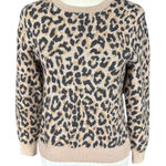 J.Crew leopard print long sleeve crewneck stretchy pullover wool sweater small Photo 0