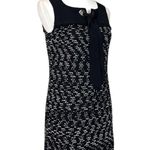 St. John Women’s Dress Shift Tweed Silk Ribbon Tie Sleeveless Black White Size 4 Photo 2