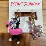 Betsey Johnson Betseys Beach Dog In Pool Float Mismatch Drop Earrings NWT Photo 2