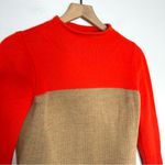 J.Crew  Orange Tan 100% Merino Wool Rollneck Pullover Sweater Size S Colorblock Photo 1