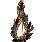 Juliana Amber Rhinestones Twisted Style Brooch With Prong Setting Vintage Orange Photo 0