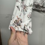 SO  Juniors Small Boho Floral Peasant Top Long Sleeve Lace Up Blouse White Photo 2