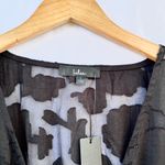 Lulus | NWT PATIO DATE BLACK FLORAL JACQUARD BUTTON-UP LONG SLEEVE TOP LARGE Photo 6