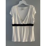 White House | Black Market Y2K WHBM Top Size Large White Black Lace Empire Waist Babydoll Stretch Photo 14