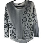 T Party Womens Gray Leopard Print Lightweight Sweatshirt French Terry S Photo 0