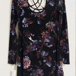 Mudd  Black Floral Strappy Back Long Sleeve Dress Photo 0