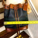 Ralph Lauren  Black Watch Plaid Leather Drawstring Bucket Tote Shoulder Bag Photo 7