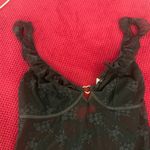 Callie Mae Our Goth Floral Lace Ruffle Hem Mesh Cami Teddy Bodysuit is su.. Photo 2