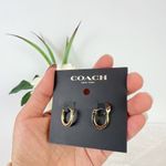 Coach NWT Pave Signature Huggie Earrings Photo 1