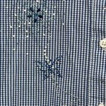 Las Olas  women’s butterfly embroidered large blue long sleeve button up shirt Photo 4