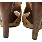 Diane Von Furstenberg  Shoes Women 6‎ Tan Leather Open Toe Slingback Wood Heels Photo 6