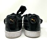 Puma Basket black leather tennis shoes with black satin laces, size 9.5 Photo 6