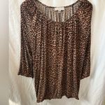 Michael Kors  Leopard Print 3/4 Sleeve Peasant Top Size XL Photo 0