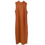 She & Sky Sexy High Neck Rust Midi Dress with 17" Slit ~ Women's Size MEDIUM Photo 1
