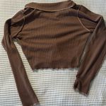 Macy's Brown Long Sleeve Cropped Top Photo 1