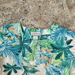 Alfred Dunner Petite Tropical Plant Print 3/4 Sleeve Cream Top Size Medium Photo 2