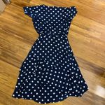 Joseph Ribkoff  Navy Blue White Polka Dot Wrap Midi Dress‎ Size 4 Ruffle Tiered Photo 2