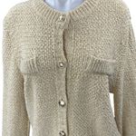 H&M Yellow Gold Metallic Long sSeeve Button Down Cardigan Sweater Top Size XS Photo 2