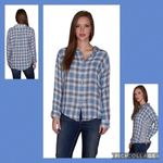 Velvet By Graham & Spencer Long Sleeves Blue Plaid Shirt With Pockets Small NWT Photo 1